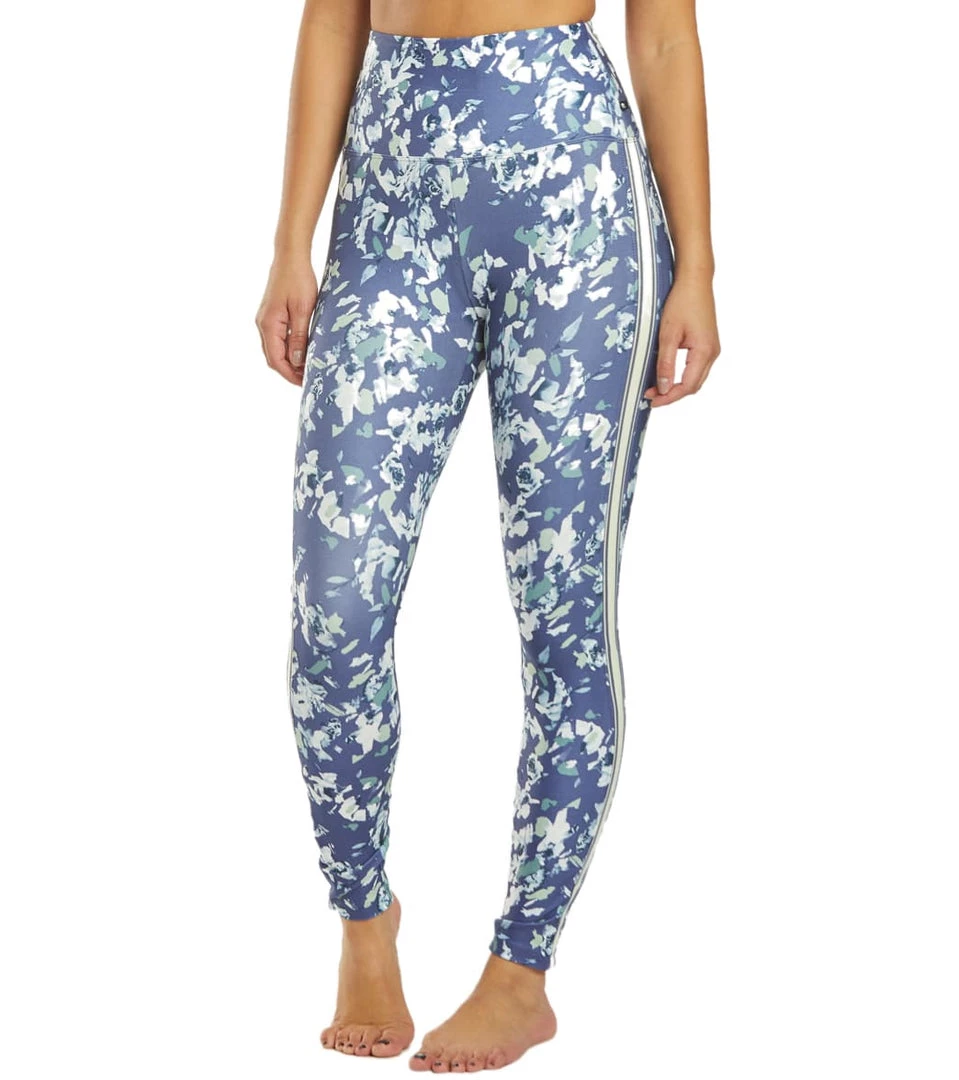 Marika Joanne Track Yoga Leggings Crown Blue Chopped Floral Long Leggings 4 Marika Joanne Track Yoga Leggings Crown Blue Chopped Floral Long Leggings