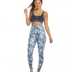 Marika Joanne Track Yoga Leggings Crown Blue Chopped Floral Long Leggings 14 Marika Joanne Track Yoga Leggings Crown Blue Chopped Floral Long Leggings