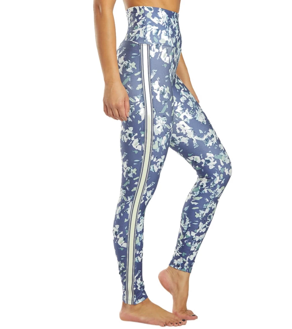 Marika Joanne Track Yoga Leggings Crown Blue Chopped Floral Long Leggings 8 Marika Joanne Track Yoga Leggings Crown Blue Chopped Floral Long Leggings