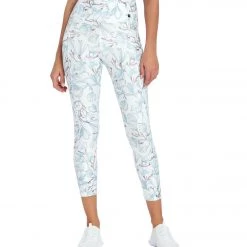 Marika Haven High Waisted Yoga Capris White Magnolia Illustration