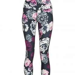 Balance Collection Printed Contender 22" High Waisted Yoga Capris Black/Magenta Lust Floral Mix CLOTHING