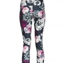 Balance Collection Printed Contender 22" High Waisted Yoga Capris Black/Magenta Lust Floral Mix CLOTHING