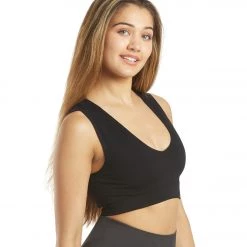 CLOTHING Spiritual Gangster Ribbed Metta Plunge Yoga Brami Black