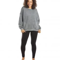 CLOTHING Free People Solid Metti Crew Neck Pullover Dark Grey