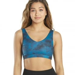 Everyday Yoga Tie Dye Embrace Thick Strap Sports Bra Indigo CLOTHING