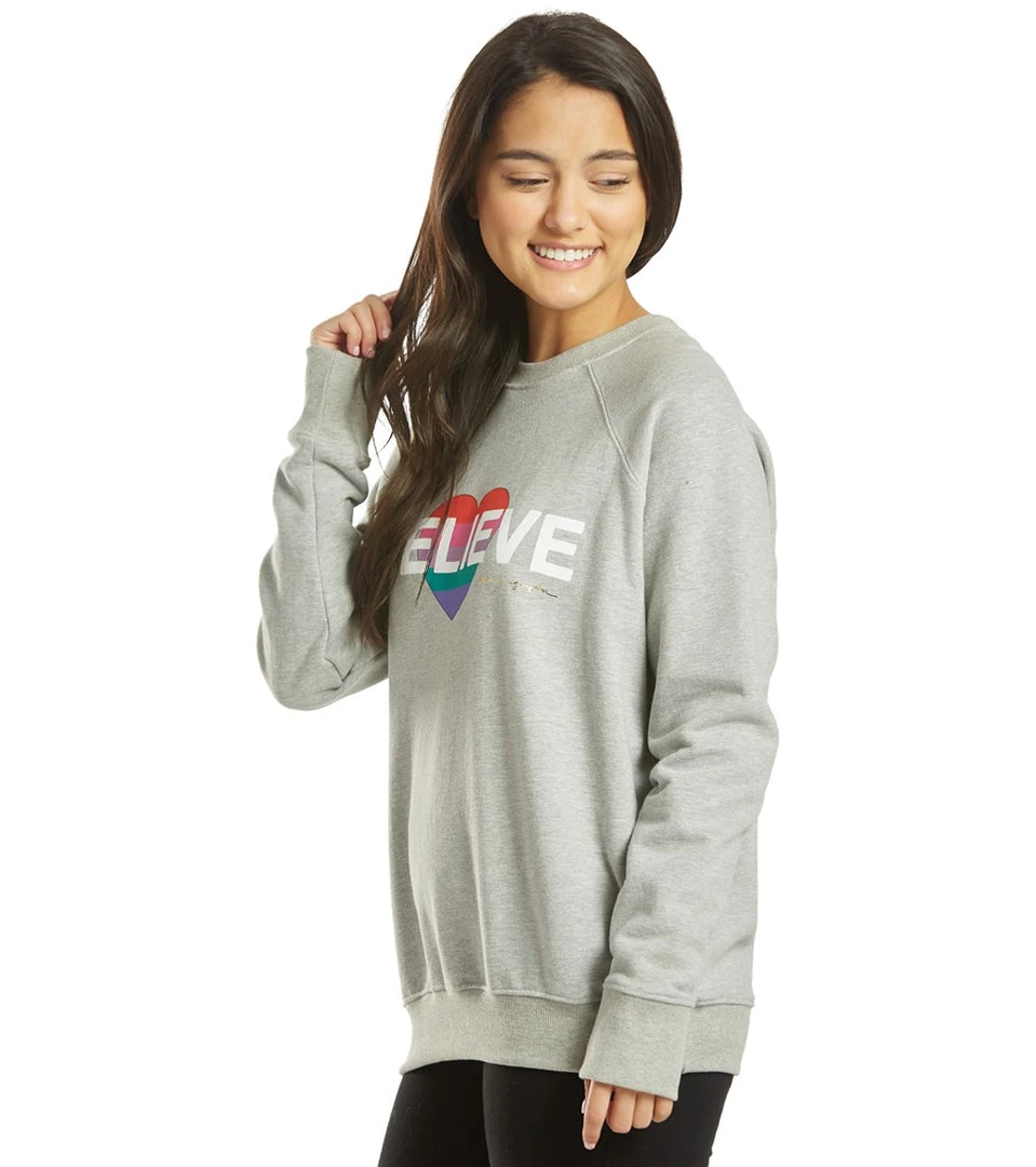 Spiritual Gangster Believe Classic Crew Sweatshirt Medium Heather Grey CLOTHING 7 Spiritual Gangster Believe Classic Crew Sweatshirt Medium Heather Grey CLOTHING