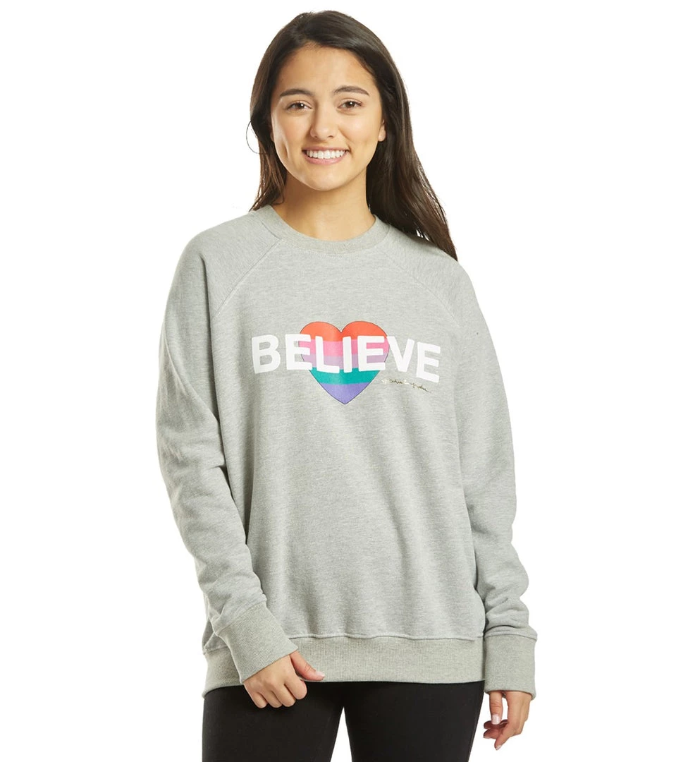 Spiritual Gangster Believe Classic Crew Sweatshirt Medium Heather Grey CLOTHING 9 Spiritual Gangster Believe Classic Crew Sweatshirt Medium Heather Grey CLOTHING