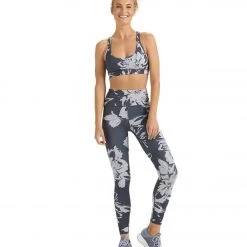 CLOTHING Vuori Bella Yoga Sports Bra Charcoal Big Flower