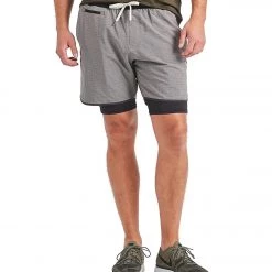 Vuori Men's Stockton Shorts Grey Linen Texture CLOTHING