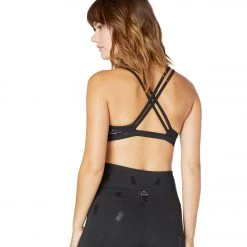 Beyond Yoga Tropical Double Back Yoga Sports Bra Black Shiny Black Pineapples CLOTHING