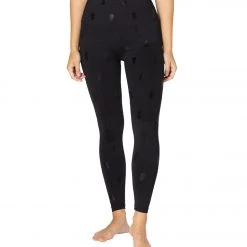 Beyond Yoga Tropical High Waisted 7/8 Yoga Leggings Black Shiny Black Pineapples CLOTHING