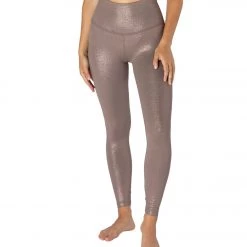 CLOTHING Beyond Yoga Twinkle High Waisted 7/8 Yoga Leggings Mocha Brown/Rose Gold Twinkle