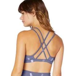Beyond Yoga Tropical Double Back Yoga Sports Bra Dusty Violet Iridescent Clear Pineapples CLOTHING