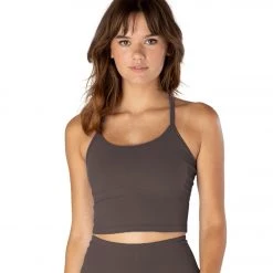 CLOTHING Beyond Yoga Slim Racerback Cropped Tank Mocha Brown