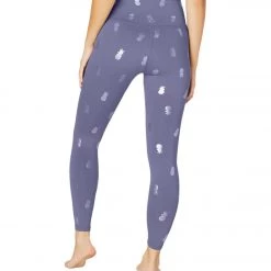 Beyond Yoga Tropical High Waisted 7/8 Yoga Leggings Dusty Violet Iridescent Clear Pineapples CLOTHING