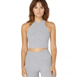 Beyond Yoga Spacedye Studio Cropped Yoga Tank Silver Mist