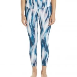 Onzie High Waisted Basic 7/8 Yoga Leggings Indigo Ikat