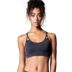 NUX Levitate Seamless Mineral Wash Yoga Sports Bra Black Wash