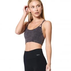 NUX Levitate Seamless Mineral Wash Yoga Sports Bra Black Wash
