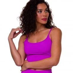 Onzie Belle Cami Yoga Crop Vivid Violet Rib CLOTHING