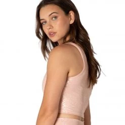 Beyond Yoga Back Flip Crop Yoga Tank Tinted Rose/Iridescent Clear Leopard CLOTHING