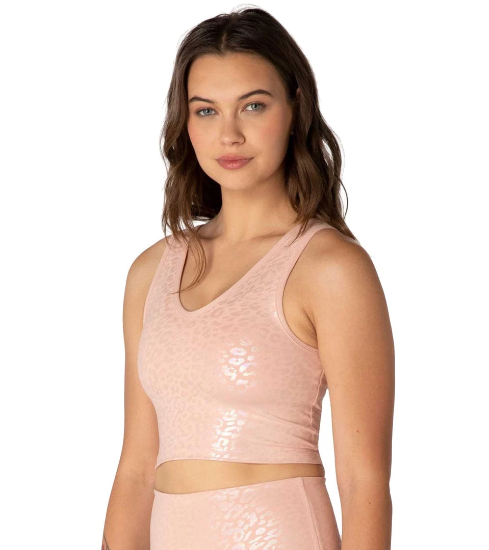 Beyond Yoga Back Flip Crop Yoga Tank Tinted Rose/Iridescent Clear Leopard CLOTHING 7 Beyond Yoga Back Flip Crop Yoga Tank Tinted Rose/Iridescent Clear Leopard CLOTHING