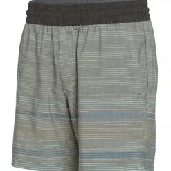 PrAna Men's The Slope 7" Inseam Yoga Shorts Rye Green Soundwave
