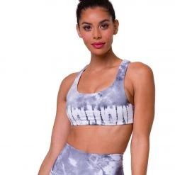 CLOTHING Onzie Graphic Mudra Yoga Sports Bra Light Gray Tie Dye