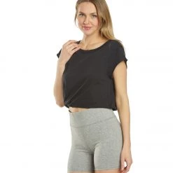 Free People Hold It Down Yoga Tee Black