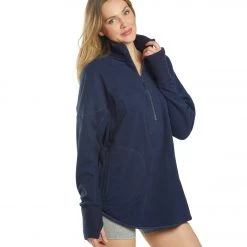 Free People Mountain Dreamin Recycled Half Zip Navy