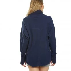 Free People Mountain Dreamin Recycled Half Zip Navy