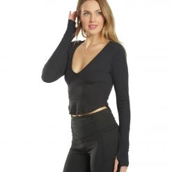 Free People Bow Down Long Sleeve Yoga Top Black CLOTHING 13 Free People Bow Down Long Sleeve Yoga Top Black CLOTHING