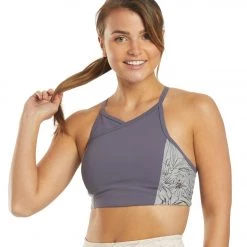 Free People Fired Up Yoga Sports Bra Purple Combo CLOTHING