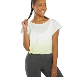 Free People Hold It Down Dip Die Yoga Tee Light Yellow