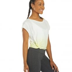 Free People Hold It Down Dip Die Yoga Tee Light Yellow