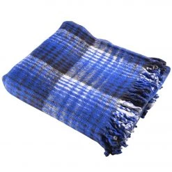 Hugger Mugger Recycled Plaid Blanket Blue