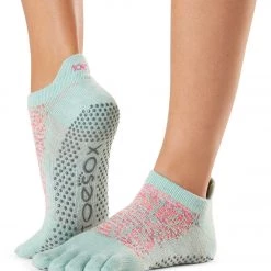 Toesox Low Rise Full-Toe Yoga Grip Socks Playa Stripe CLOTHING