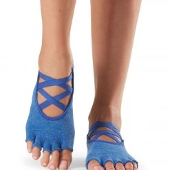 Toesox Elle Half-Toe Yoga Grip Socks Azure
