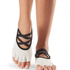 Toesox Elle Half-Toe Yoga Grip Socks Feliz