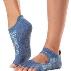 Toesox Bellarina Half-Toe Yoga Grip Socks Baja Blue