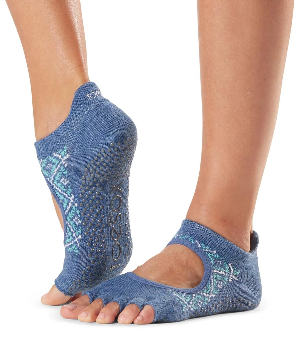 Toesox Bellarina Half-Toe Yoga Grip Socks Baja Blue 6 Toesox Bellarina Half-Toe Yoga Grip Socks Baja Blue