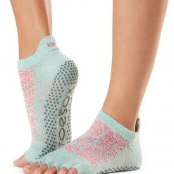 CLOTHING Toesox Low Rise Half-Toe Yoga Grip Socks Playa Stripe 7 CLOTHING Toesox Low Rise Half-Toe Yoga Grip Socks Playa Stripe