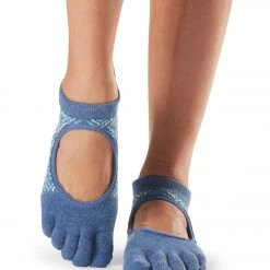 Toesox Bellarina Full-Toe Yoga Grip Socks Baja Blue ACCESSORIES