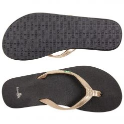 Sanuk Women's Yoga Joy Metallic Flip Flop Champagne