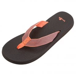 Sanuk Women's Yoga Mat Webbing Flip Flop Hot Coral/Slate Blue