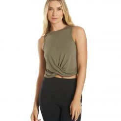 CLOTHING Everyday Yoga Twisted Layering Crop Tank Dark Olive