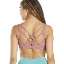 Everyday Yoga Radiant Solid Strappy Back Sports Bra Dusty Rose CLOTHING