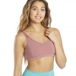 Everyday Yoga Radiant Solid Strappy Back Sports Bra Dusty Rose CLOTHING