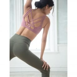 Everyday Yoga Radiant Solid Strappy Back Sports Bra Dusty Rose CLOTHING