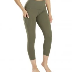 Everyday Yoga High Waisted Go-To Pocket Capri Crop 21" Dark Olive